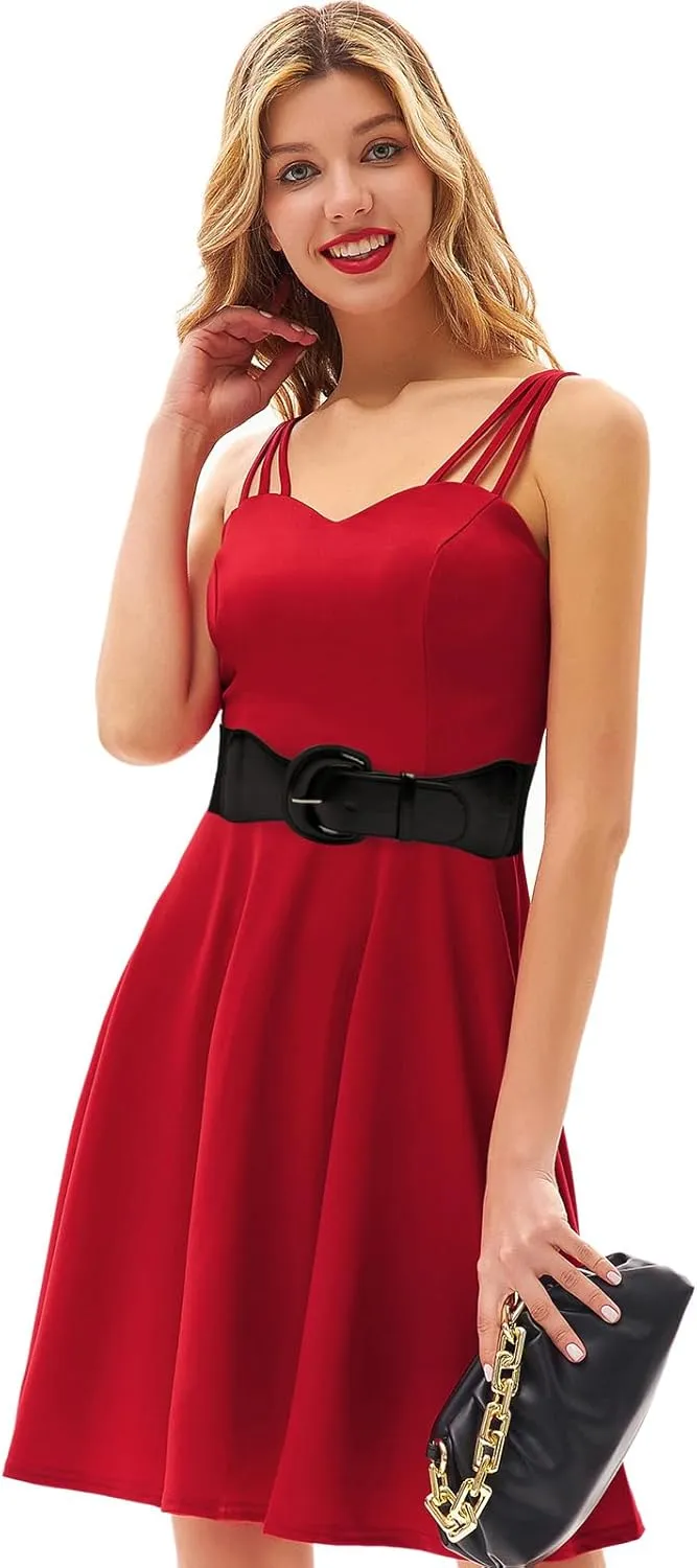 GRACE KARIN Women's Wide Stretchy Cinch Belt 3 Inch Vintage Chunky Buckle Belts S-XXXXL
