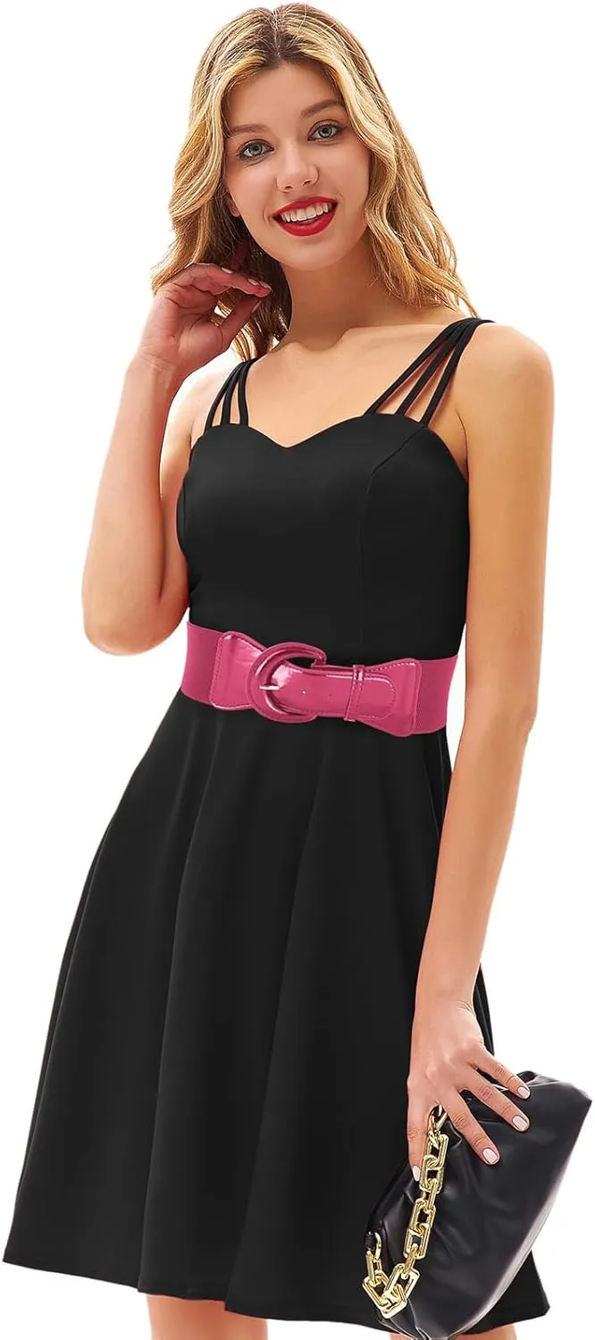 GRACE KARIN Women's Wide Stretchy Cinch Belt 3 Inch Vintage Chunky Buckle Belts S-XXXXL