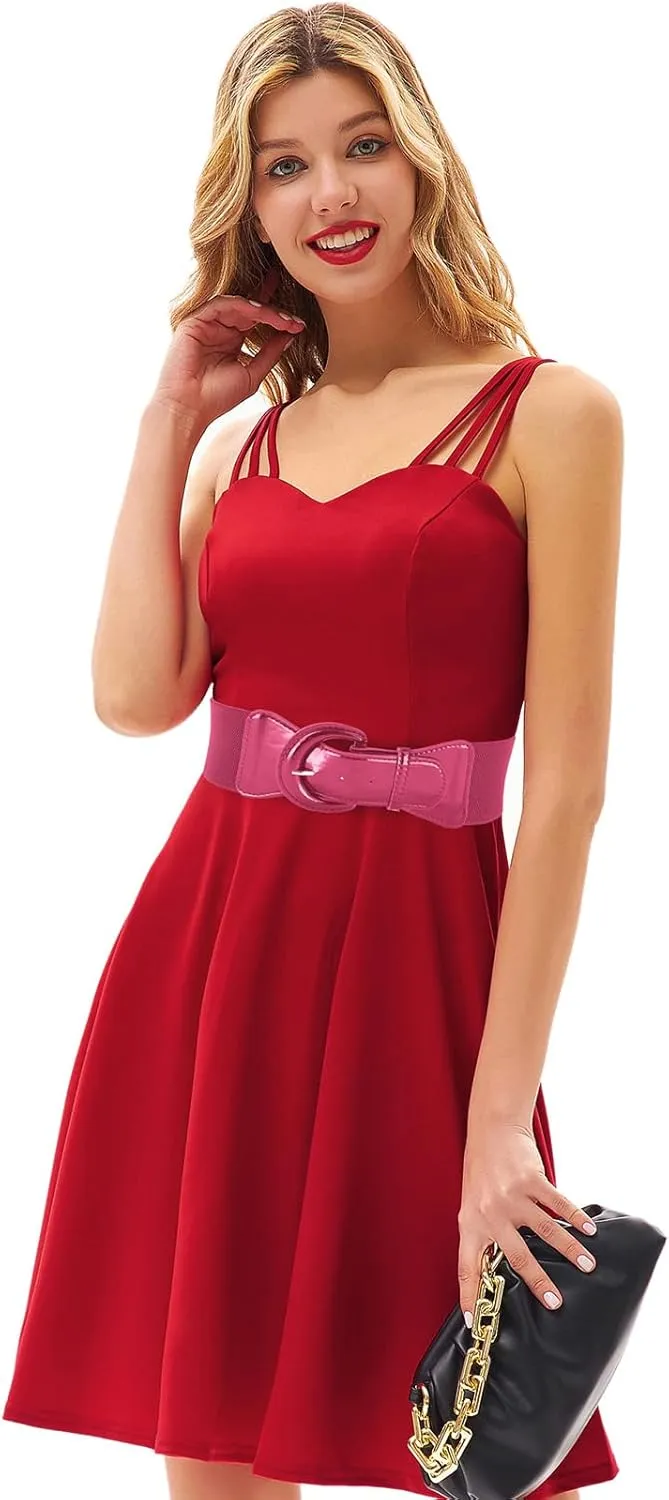 GRACE KARIN Women's Wide Stretchy Cinch Belt 3 Inch Vintage Chunky Buckle Belts S-XXXXL