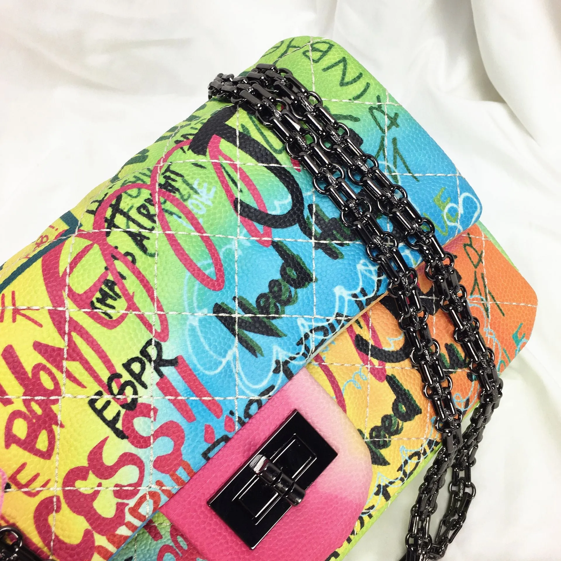 Graffiti Quilted Shoulder Bag