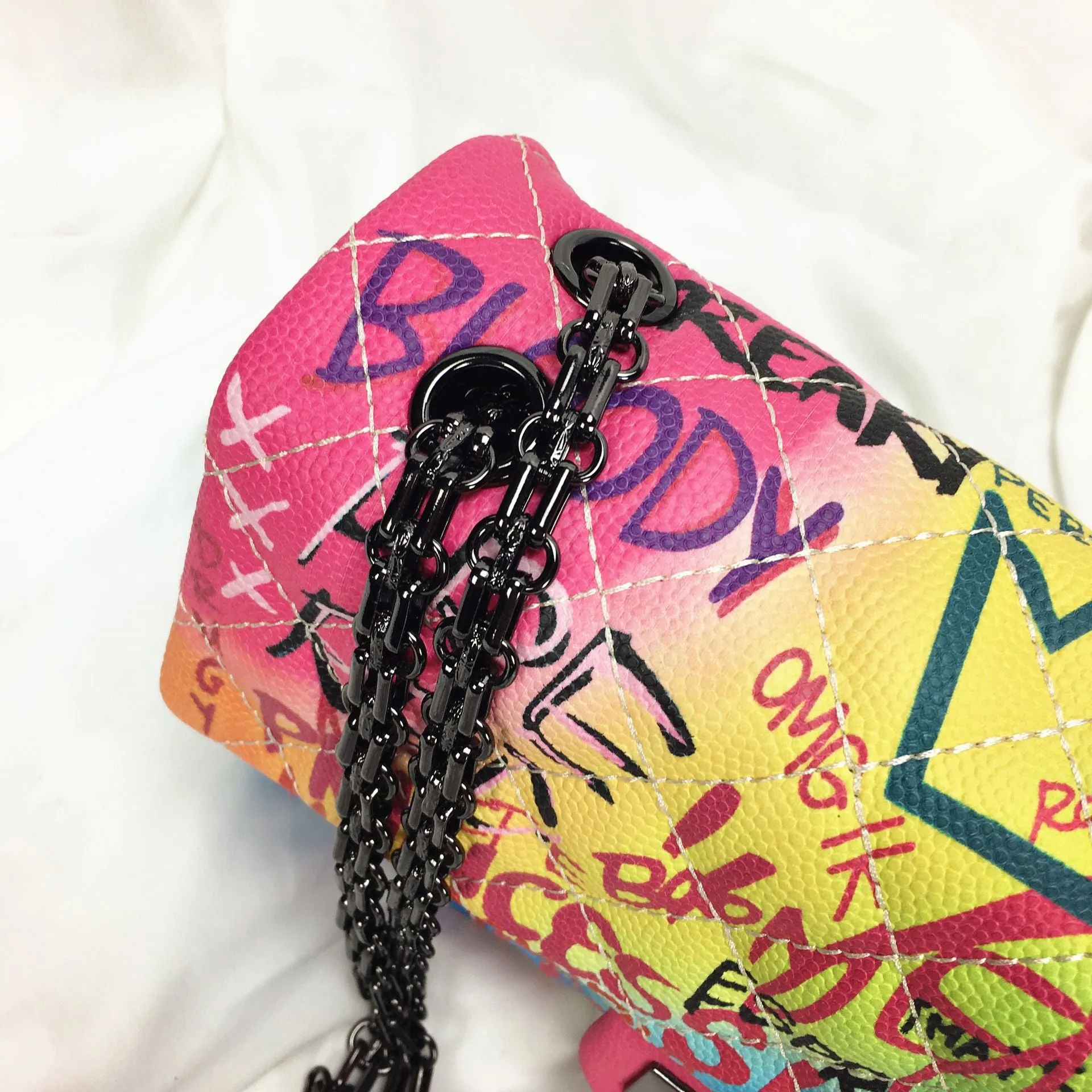 Graffiti Quilted Shoulder Bag