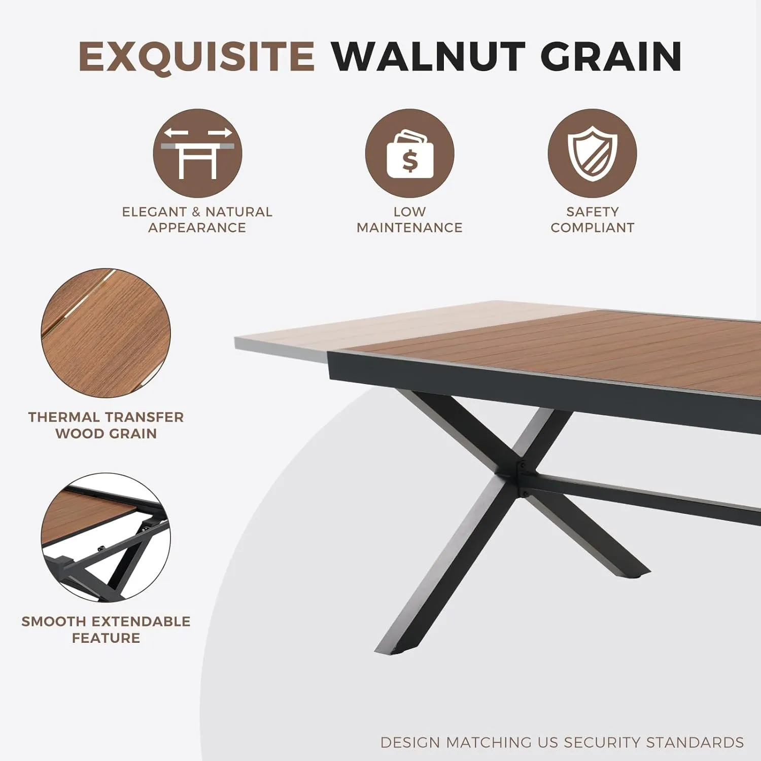 Grand patio 11-Piece Outdoor Dining Set, 10 Leather-Look Wicker Swivel Patio Chairs & 1 Extendable Rectangular Dining Table, Brown