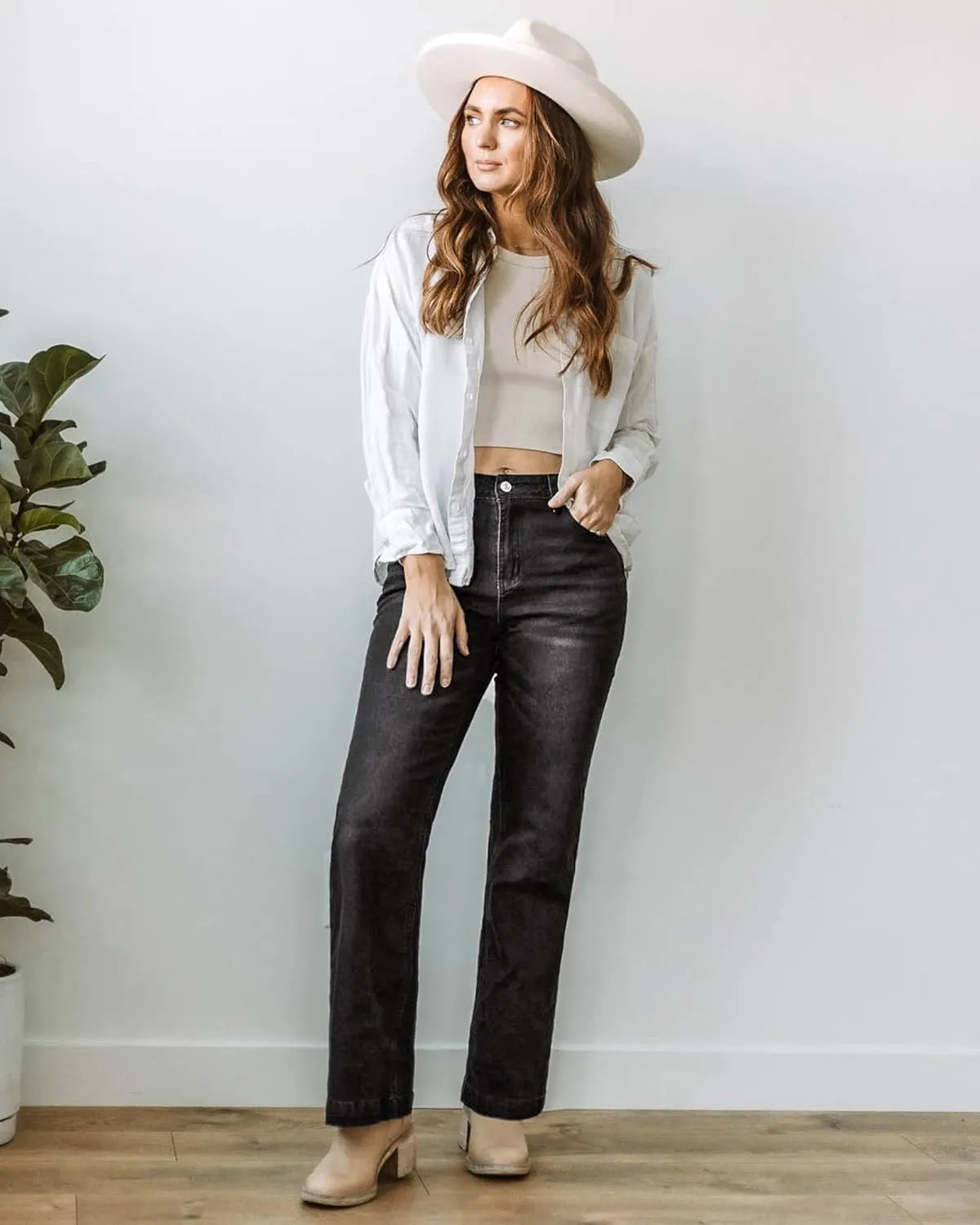 GRAPENT Womens Flare Jeans High Waisted Wide Leg Baggy Jean for Women Stretch Denim Pants