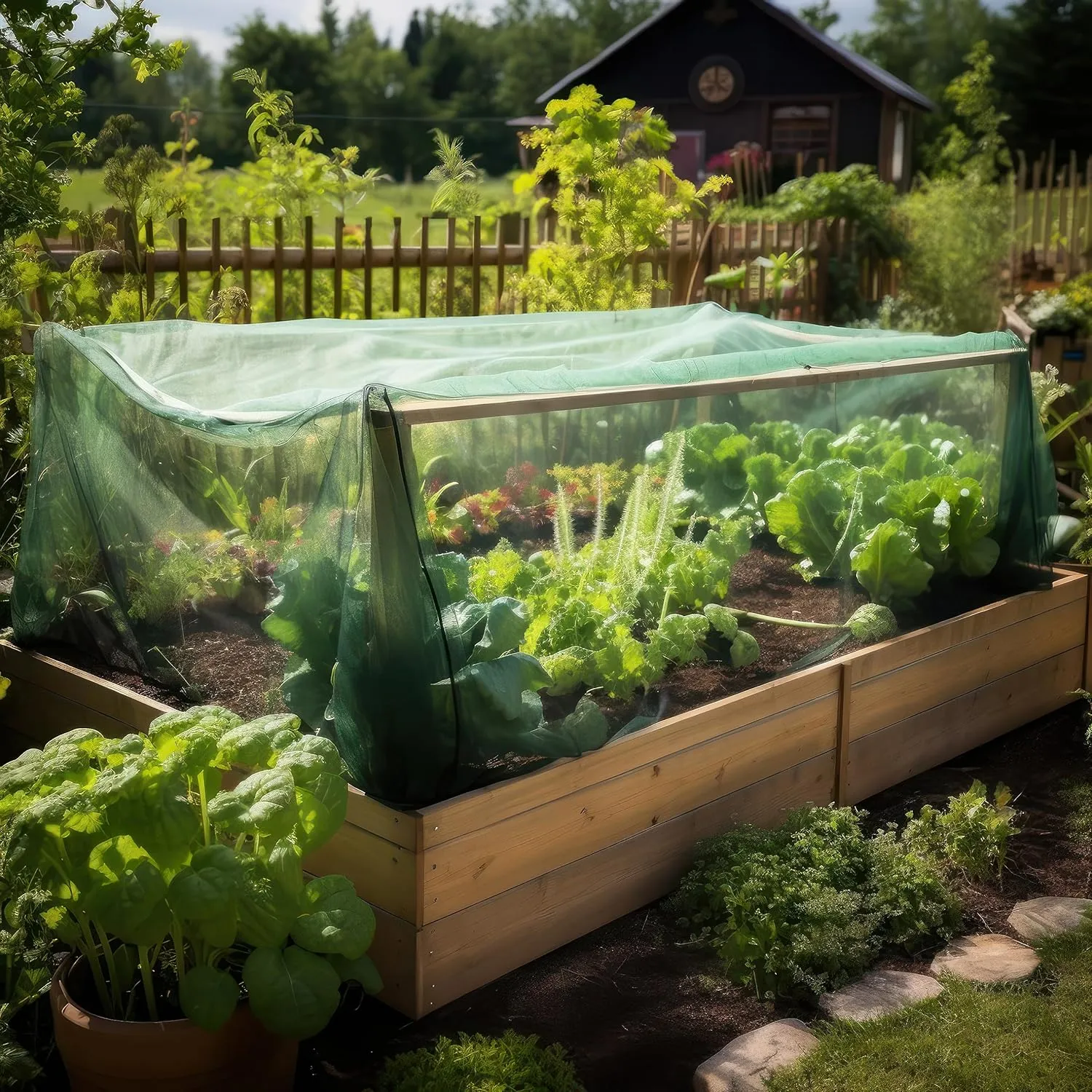 Green DIY Mosquito Net Fabric | 10x10 FT Netting | Insect Cover for Garden, Patio, Outdoor & Windows | Multiple Sizes in Black, White & Green | Raised Bed Screen Mesh Barrier