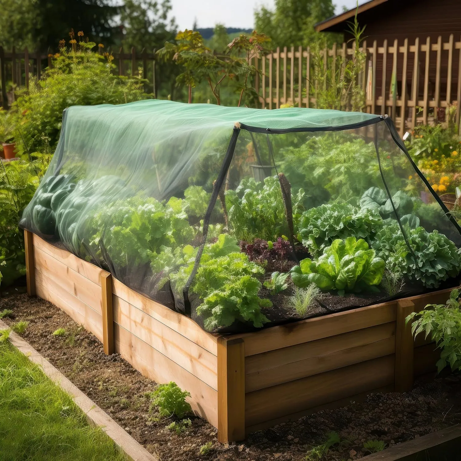 Green DIY Mosquito Net Fabric | 10x10 FT Netting | Insect Cover for Garden, Patio, Outdoor & Windows | Multiple Sizes in Black, White & Green | Raised Bed Screen Mesh Barrier
