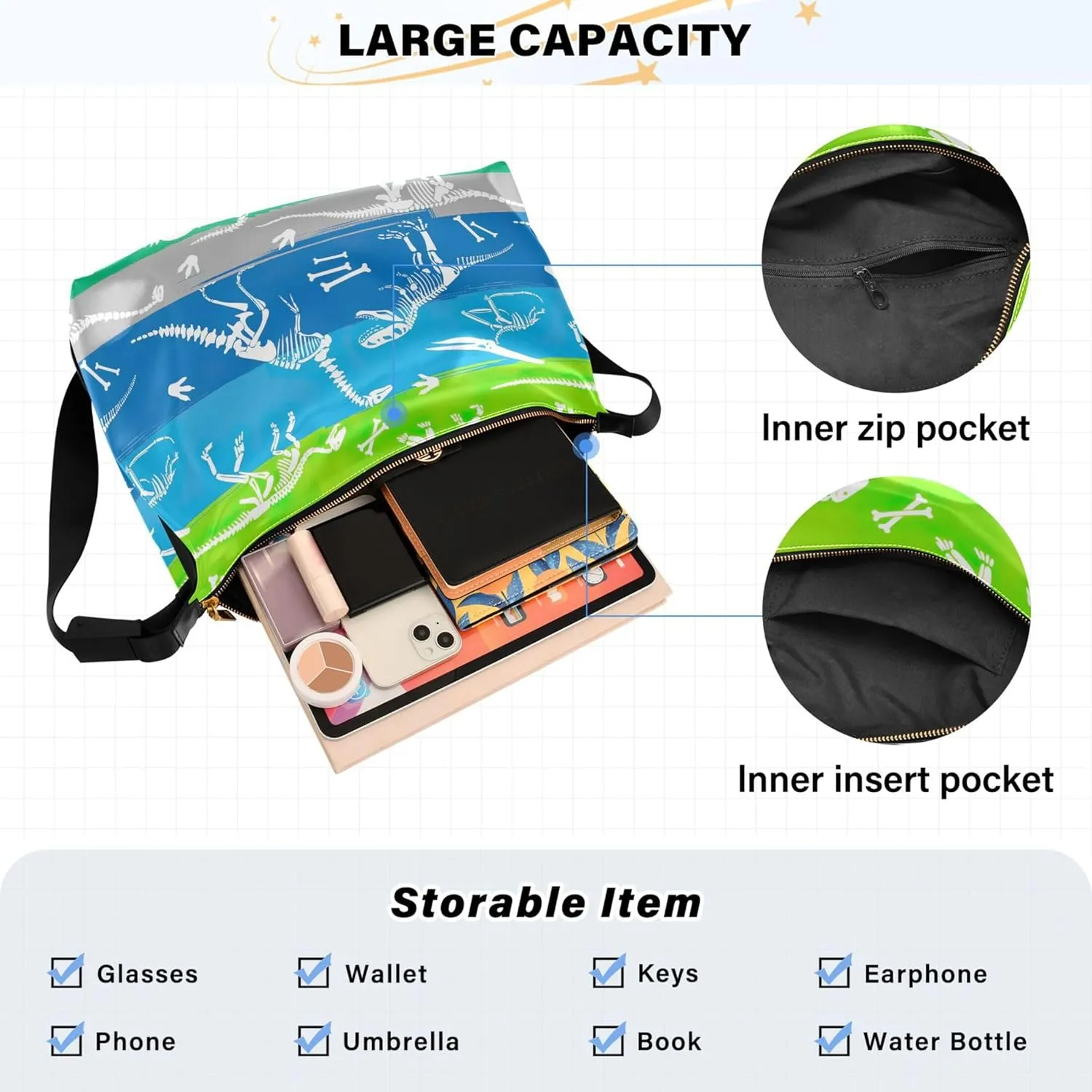 Grunge Dinosaur Dark Colorful PU Leather Women Bag Hobo Large Purse Crossbody Animal Print Women Handbags Purse