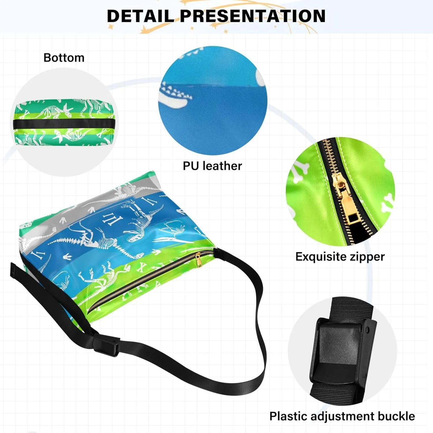 Grunge Dinosaur Dark Colorful PU Leather Women Bag Hobo Large Purse Crossbody Animal Print Women Handbags Purse