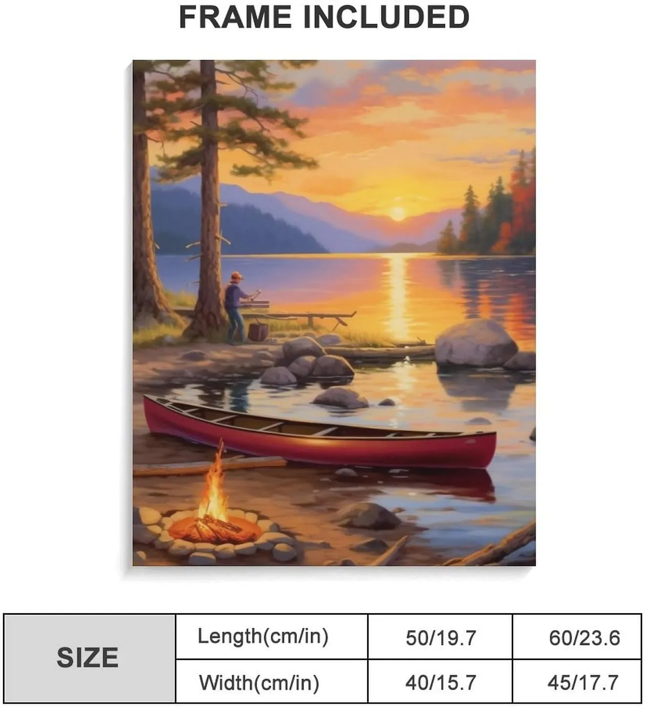 GTABVECT Alpine Lakeside Cabin Bonfire Cotton And Linen Hanging Poster Picture Painting Decorative Wall Artwork Living Room Bedroom