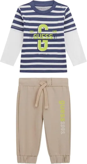GUESS baby-boys Eco Set Long Sleeve T-shirt and Sweatpants