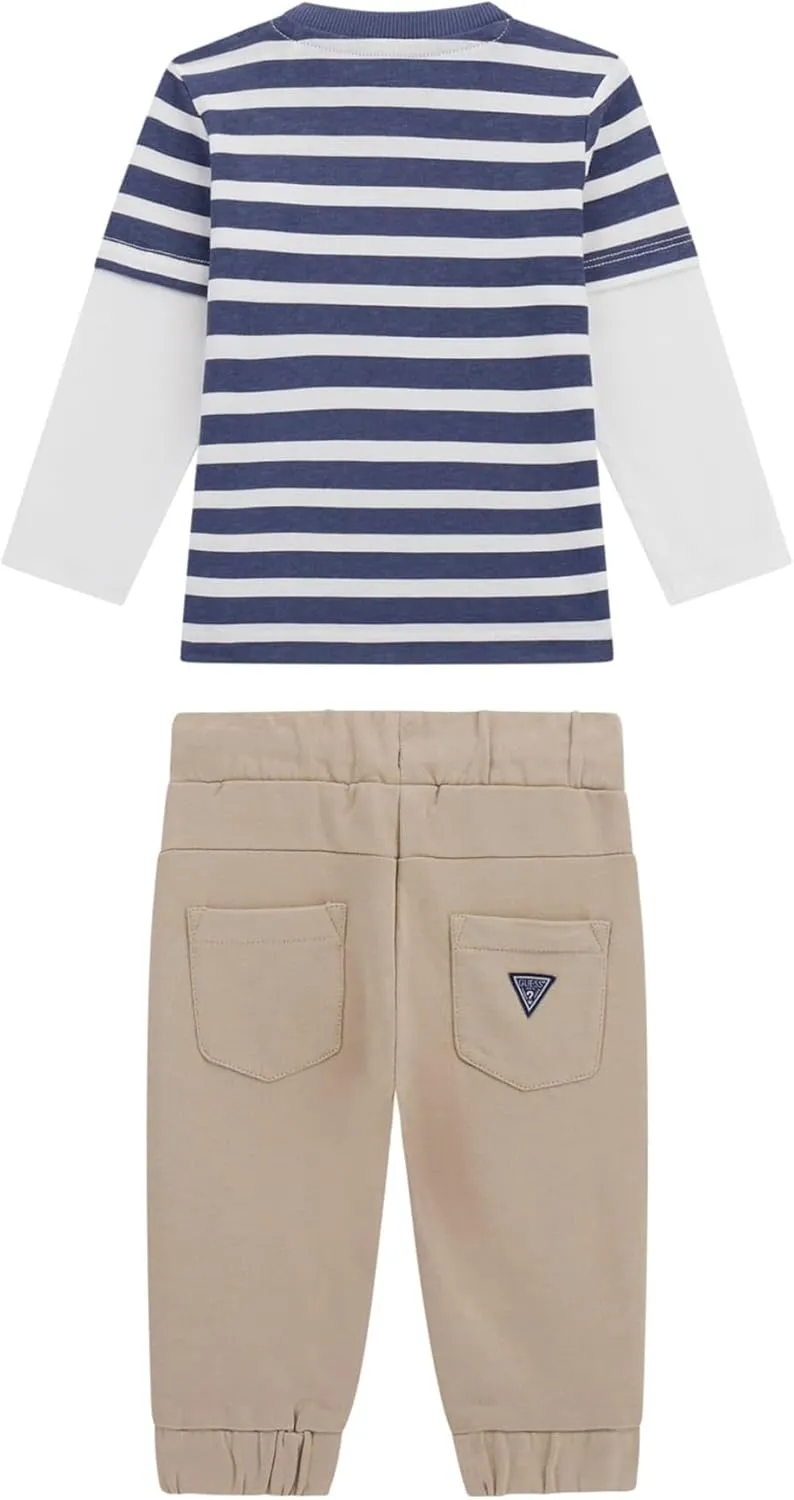 GUESS baby-boys Eco Set Long Sleeve T-shirt and Sweatpants