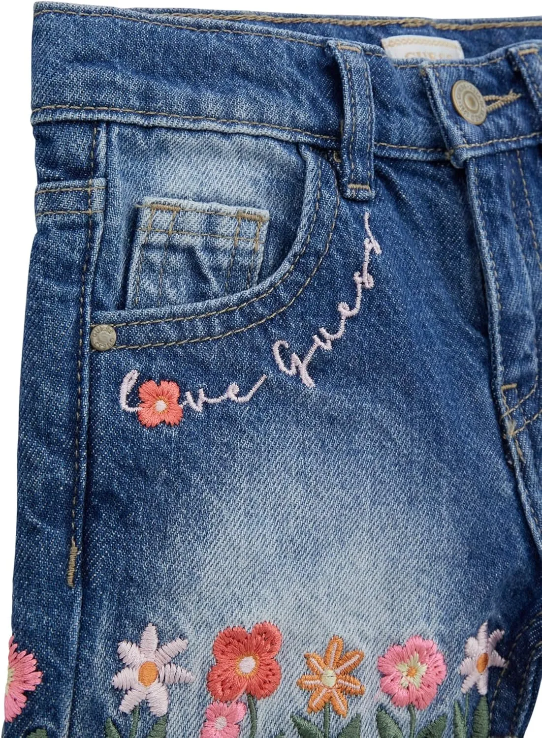 GUESS Baby Girls' Rigid Denim Shorts with Embroidery