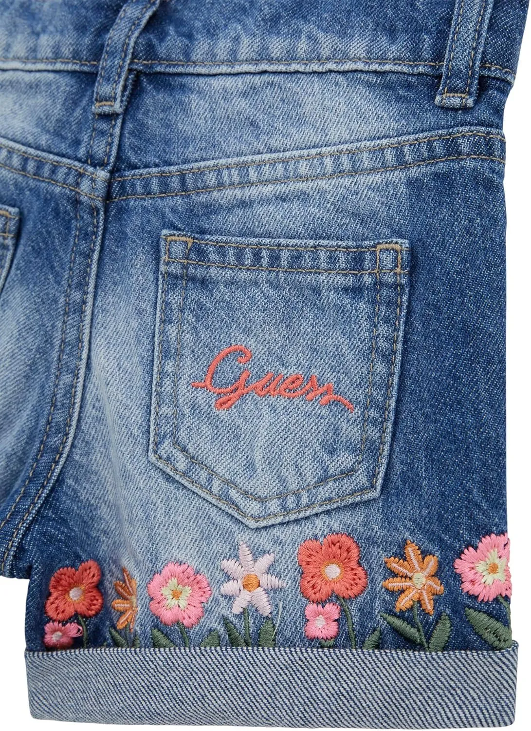 GUESS Baby Girls' Rigid Denim Shorts with Embroidery