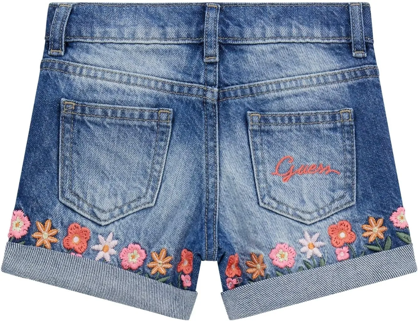 GUESS Baby Girls' Rigid Denim Shorts with Embroidery
