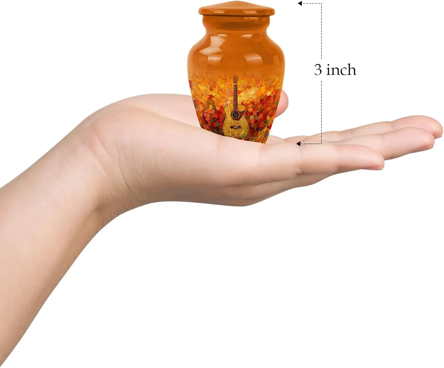 Guitar Urn - Keepsake Urn for Men & Women - Small Urns for Human Ashes - Urn for Adult Female Ashes - Burial Urns for Ashes - Combo of 1 Large Urn with Velvet Bag and 1 Small