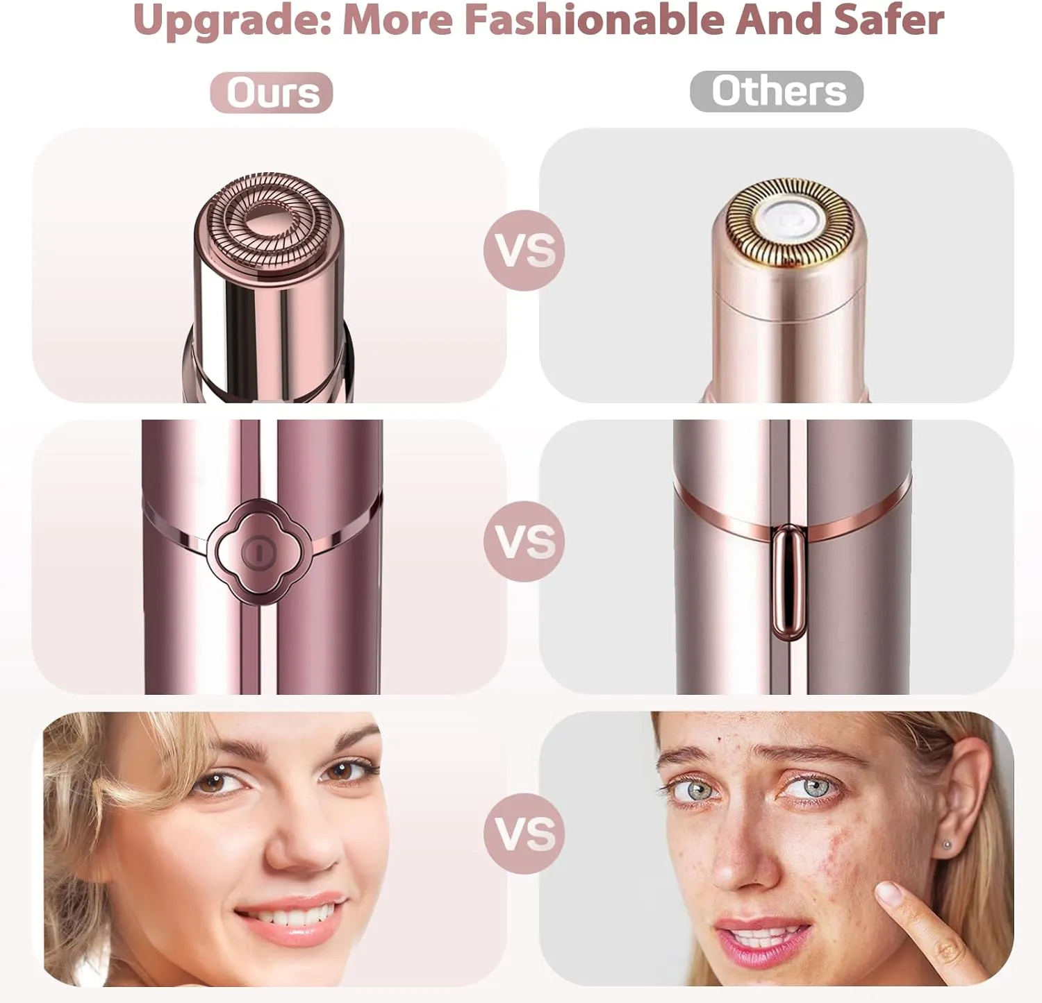 Gurelax Facial Hair Remover for Women, Electric Face Shaver, Painless Lip & Chin Removal, Rechargeable Device with Velvet Bag