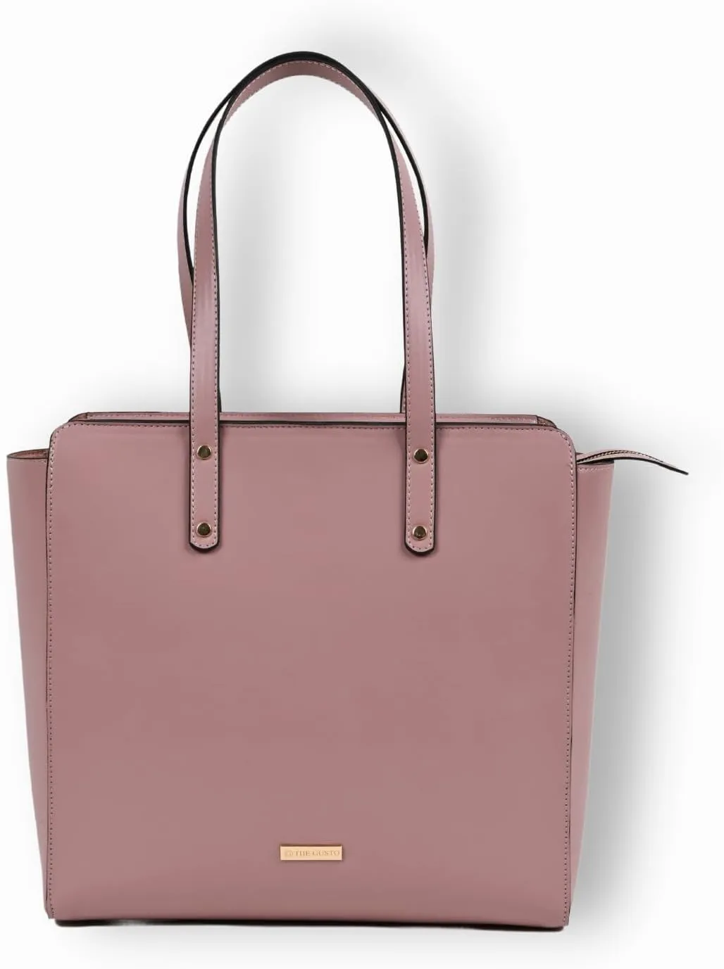 Gusto Vegan Leather Tote Bag for Women, Handbag, Large Capacity Shoulder Purse, Zipper Closure, Faux Leather Tote Shoulder Bag for Office, Travel, Pink