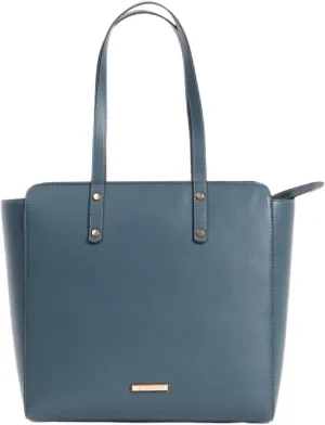 Gusto Vegan Leather Tote Bag for Women, Handbag, Large Capacity Shoulder Tote Purse for Office, Travel, Zipper Closure, Faux Leather Shoulder Bag: Blue