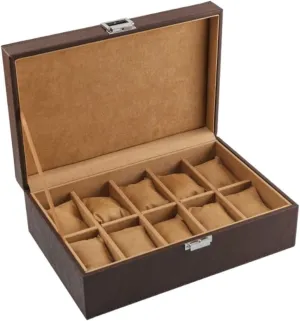 Habrur Watch Roll Watch Case Watch Stand Watch Box 10 Grids Watch Box Leather Jewelry Display Box Removable Storage Metal Buckle Bracelet Collection Watch Winder Watch Organizer (Color : OneColor)