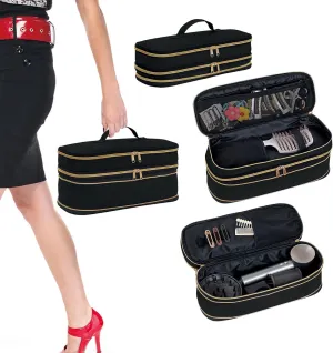 Hair Dryer Travel Carrying Case, Curling Iron Storage Bag, Slim Expandable Handheld Dual-Layer Travel Storage Bag for Dryer/Hair Tool Organizer/Style Organizer