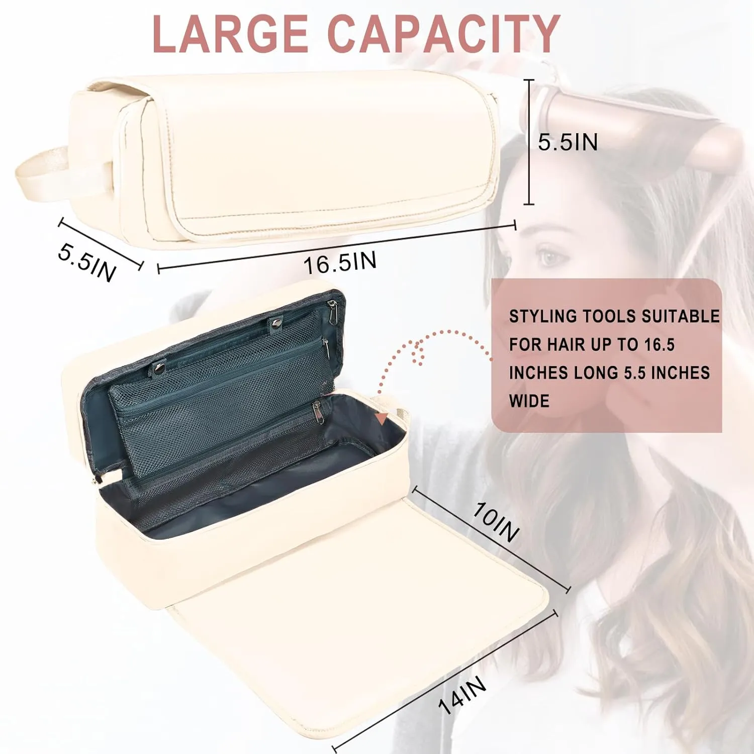 Hair Tools Travel Bag with Heat Resistant Mat Hair Styling Accessories Storage Case for Hair Dryer Flat Iron Straightener Curling Iron Haircare Accessories Travel Essentials for Women