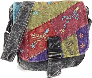 Handmade Cotton shoulder bag, Messenger Style multicolor, hand work Cross body bag. Boho Hobo Bag.