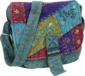Handmade Cotton shoulder bag, Messenger Style multicolor, hand work Cross body bag. Boho Hobo Bag.