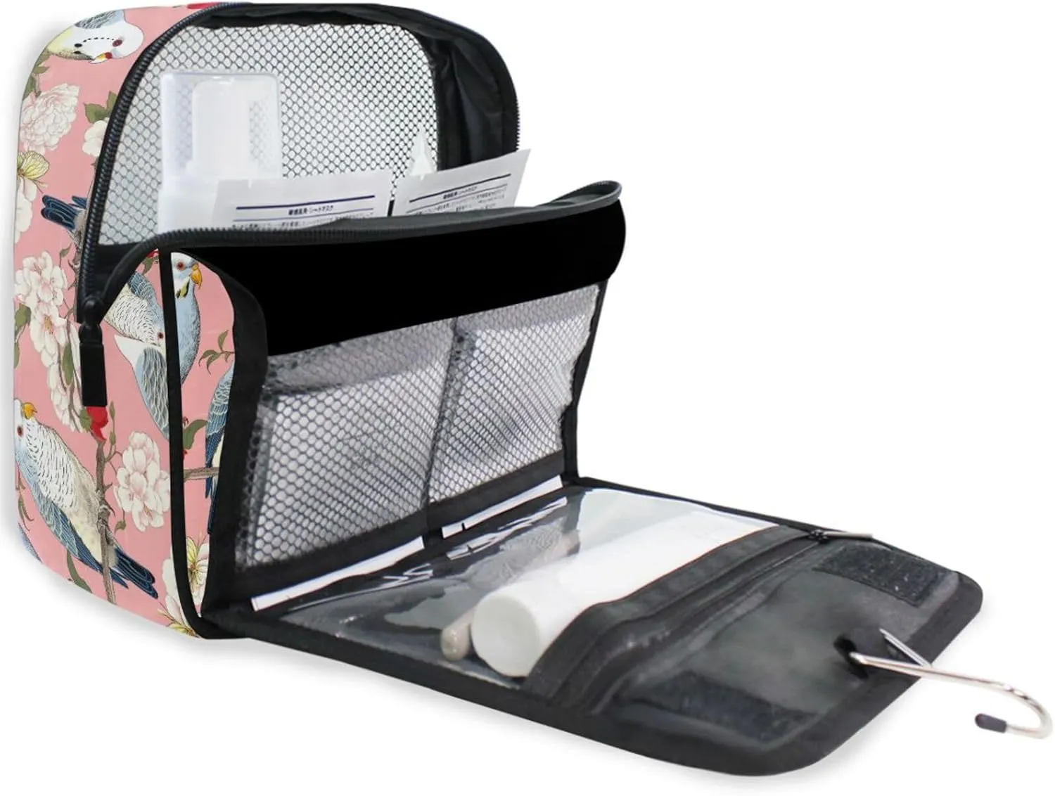 Hanging Toiletry Bag Bird Flowers Travel Makeup bag for Toiletries Portable Travel Toiletry Organizer Cosmetic Bags with Hanging Hook