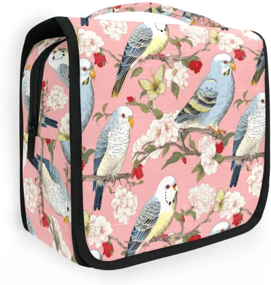 Hanging Toiletry Bag Bird Flowers Travel Makeup bag for Toiletries Portable Travel Toiletry Organizer Cosmetic Bags with Hanging Hook