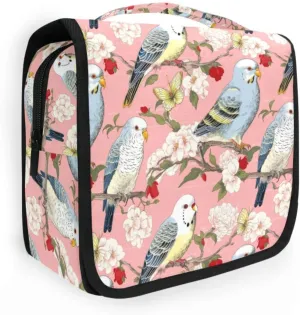 Hanging Toiletry Bag Bird Flowers Travel Makeup bag for Toiletries Portable Travel Toiletry Organizer Cosmetic Bags with Hanging Hook