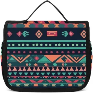 Hanging Toiletry Bag Colorful Aztec Pattern Travel Makeup Bag Organizer Waterproof Cosmetic Bag for Women Men