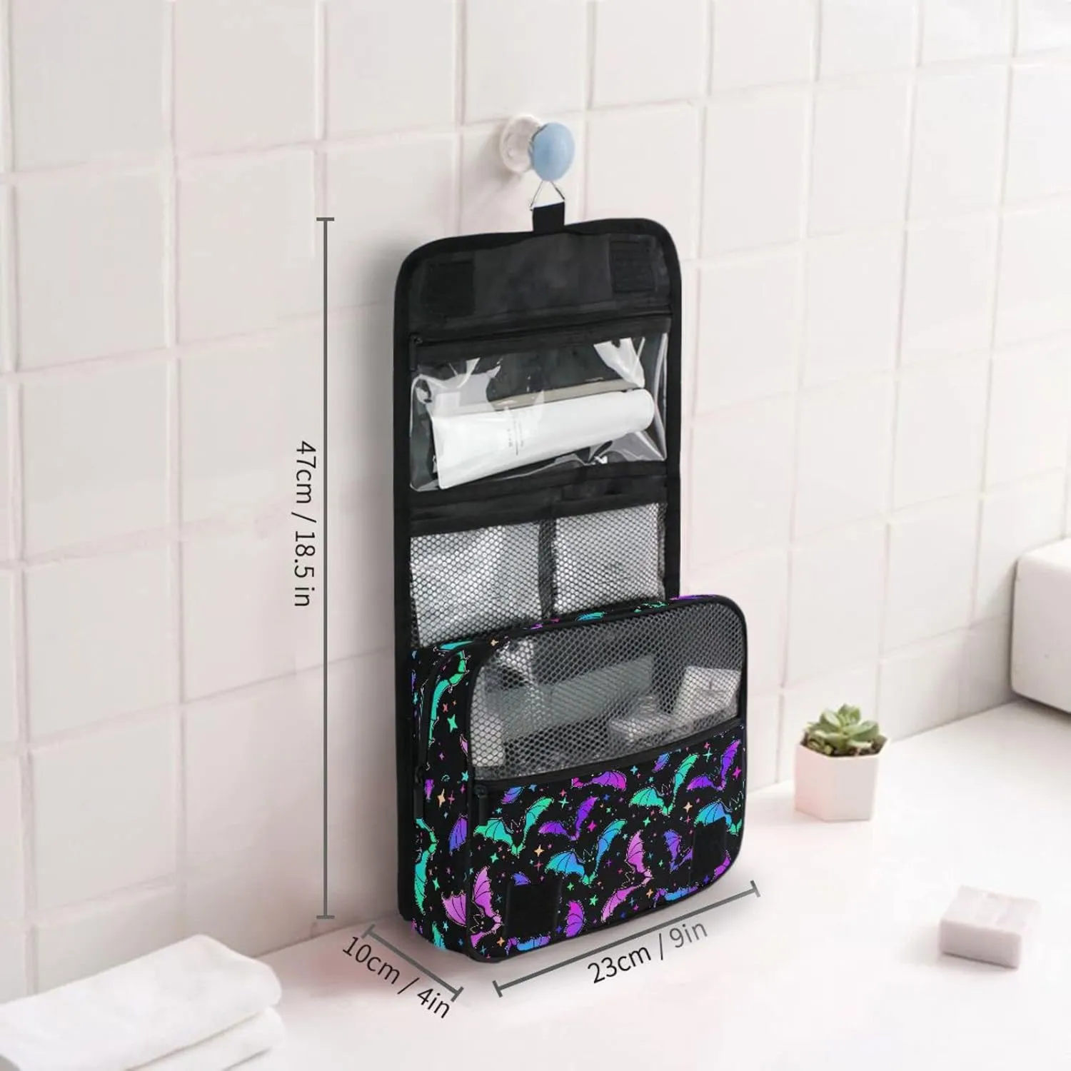 Hanging Toiletry Bag Halloween Luminous Bats Makeup Bag Travel bag for Toiletries Portable Toiletry Organizer Bags Toiletry Bag for Women Men, Travel-Essentials Toiletry Bag
