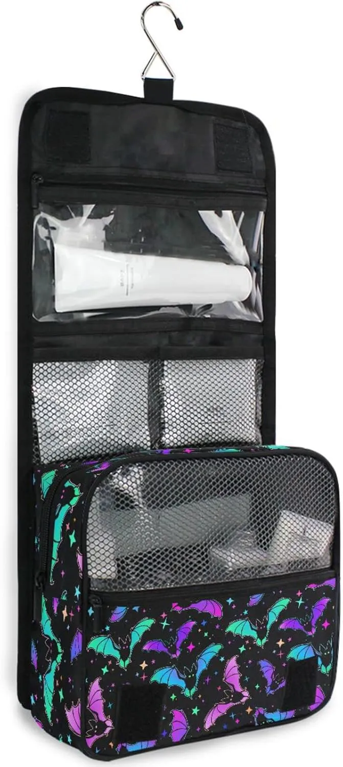 Hanging Toiletry Bag Halloween Luminous Bats Makeup Bag Travel bag for Toiletries Portable Toiletry Organizer Bags Toiletry Bag for Women Men, Travel-Essentials Toiletry Bag