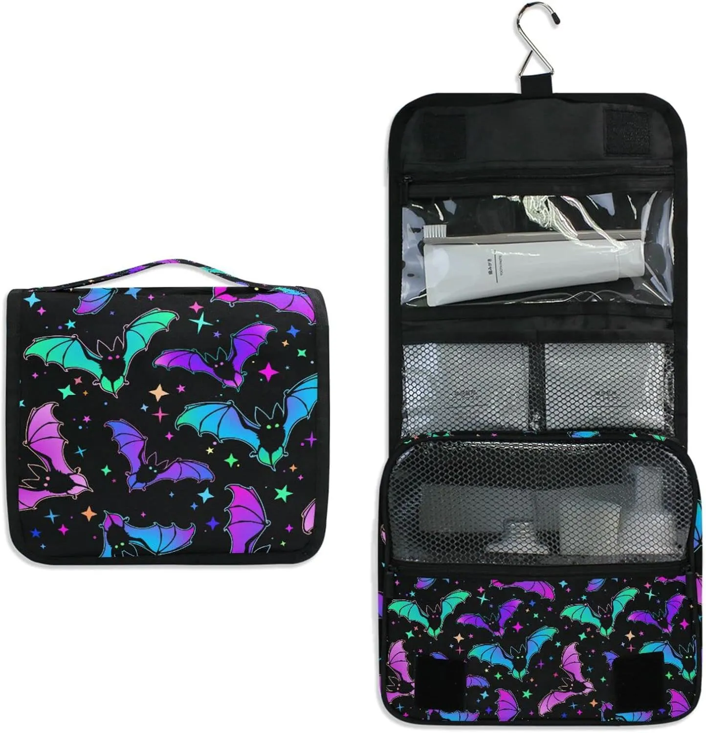 Hanging Toiletry Bag Halloween Luminous Bats Makeup Bag Travel bag for Toiletries Portable Toiletry Organizer Bags Toiletry Bag for Women Men, Travel-Essentials Toiletry Bag