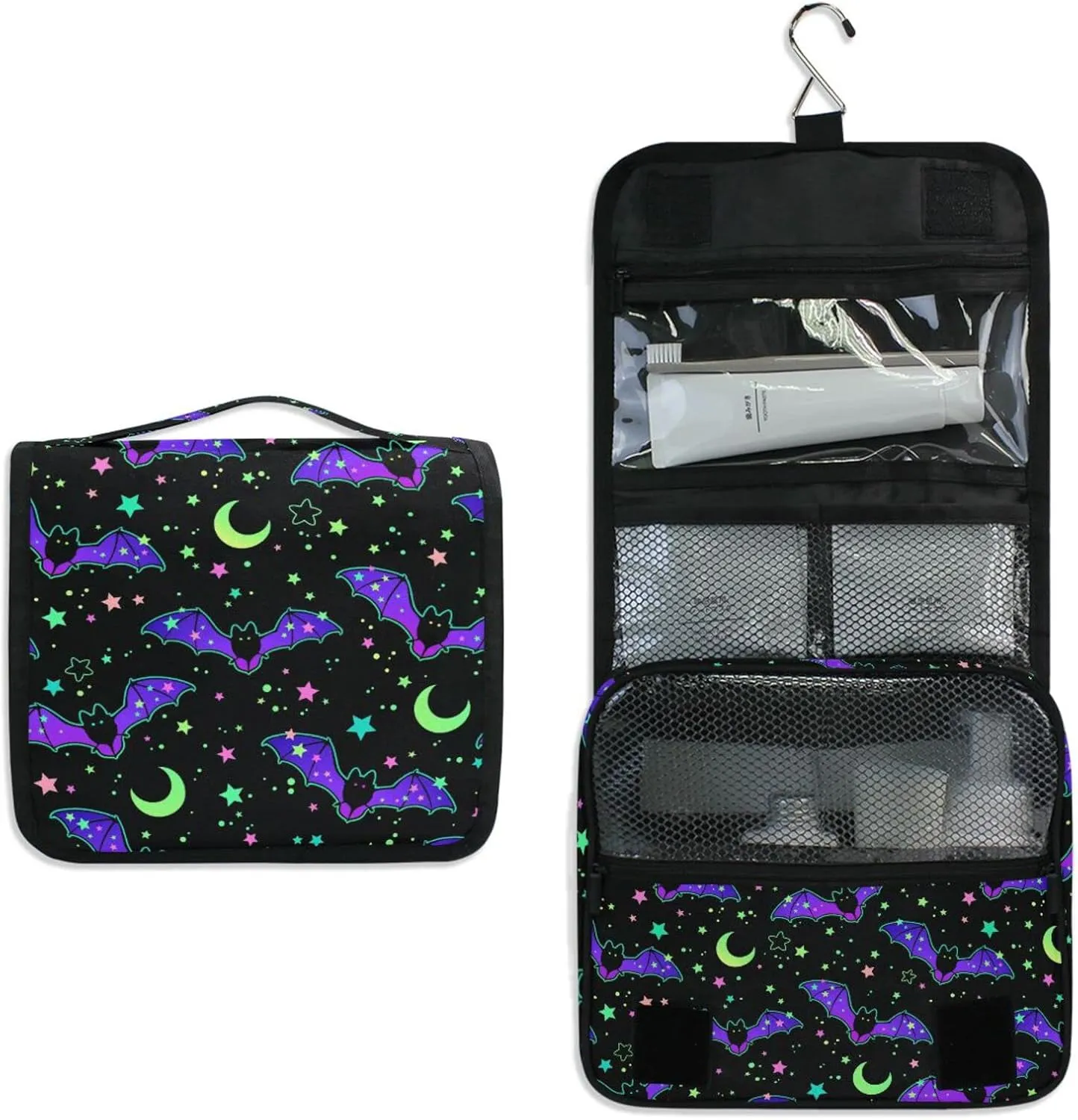 Hanging Toiletry Bag Magic Galaxy Bat Makeup Bag Travel bag for Toiletries Portable Toiletry Organizer Bags Toiletry Bag for Women Men, Travel-Essentials Toiletry Bag