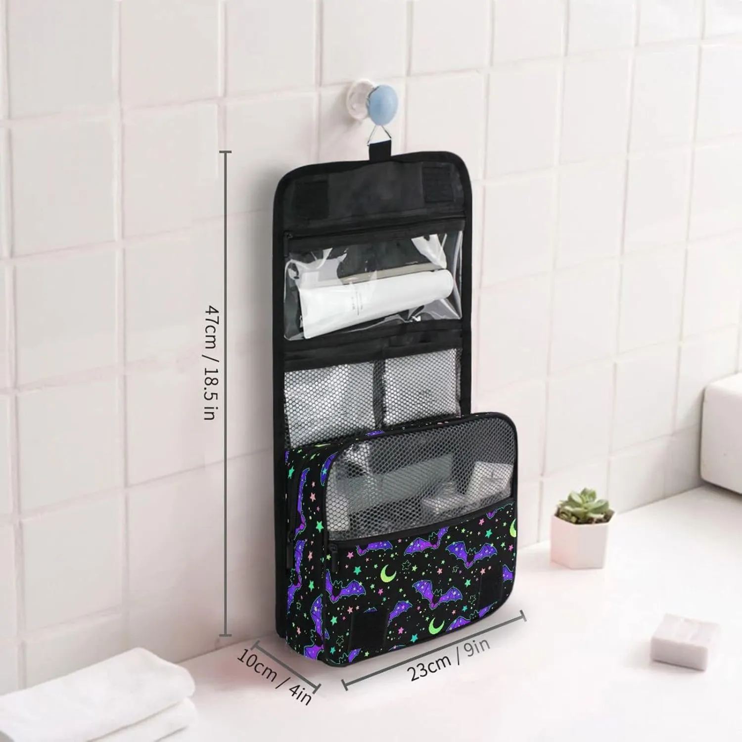 Hanging Toiletry Bag Magic Galaxy Bat Makeup Bag Travel bag for Toiletries Portable Toiletry Organizer Bags Toiletry Bag for Women Men, Travel-Essentials Toiletry Bag