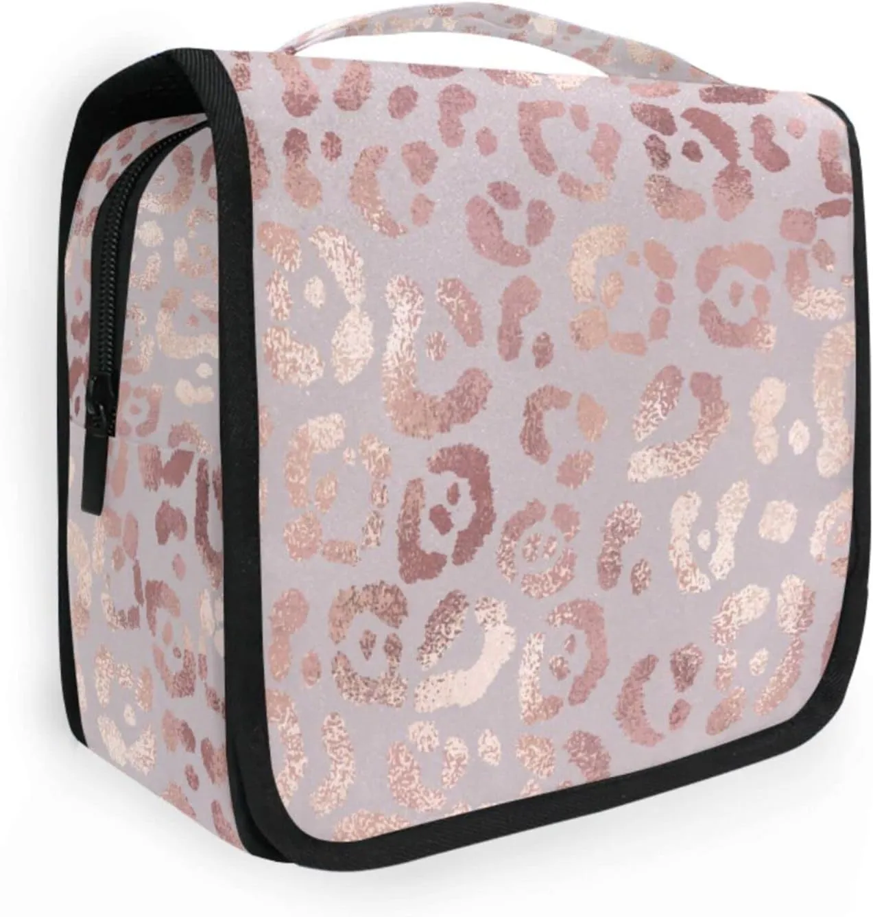 Hanging Toiletry Bag Rose Gold Leopard Print Makeup Bag Portable Travel bag for Toiletries Organizer Bags for Women Men, Travel-Essentials Bag