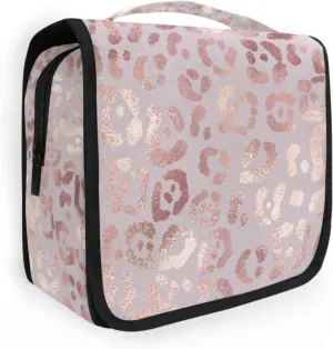 Hanging Toiletry Bag Rose Gold Leopard Print Makeup Bag Portable Travel bag for Toiletries Organizer Bags for Women Men, Travel-Essentials Bag