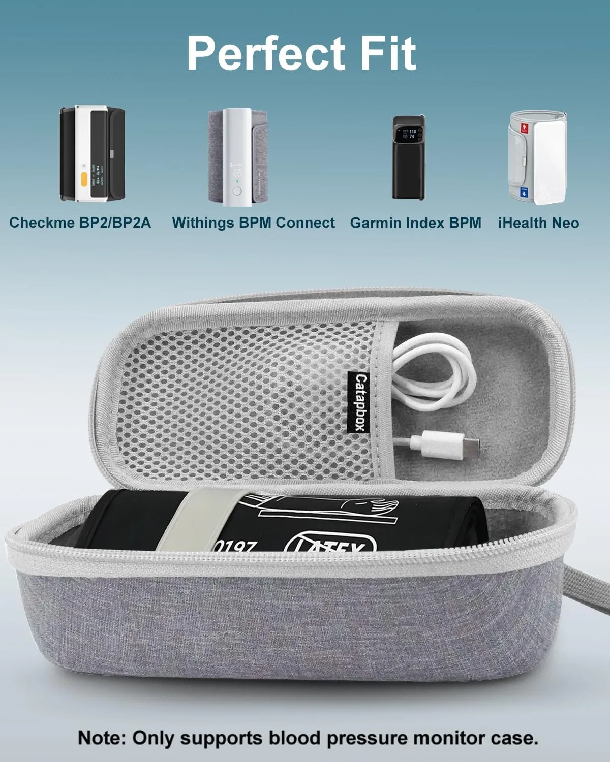 Hard Carrying Case for Checkme Wellue BP2 & BP2A Blood Pressure Monitor, Travel Storage Case for Withings BPM Connect BP Monitor & for Garmin Index BPM, Protect Bag Only (Grey)