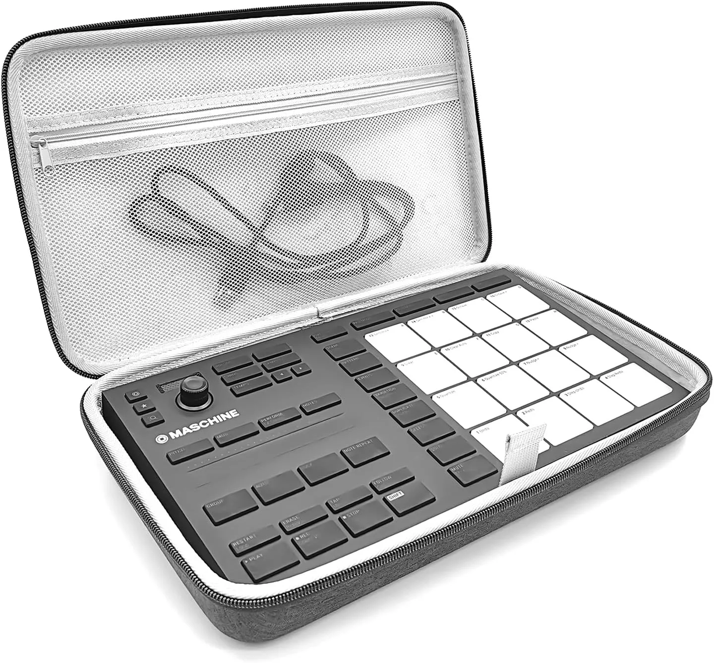 Hardshell Travel Case Compatible with Native Instruments Maschine Mikro MK3 Drum Controller Analog Device cover Velvet Interior(Grey)