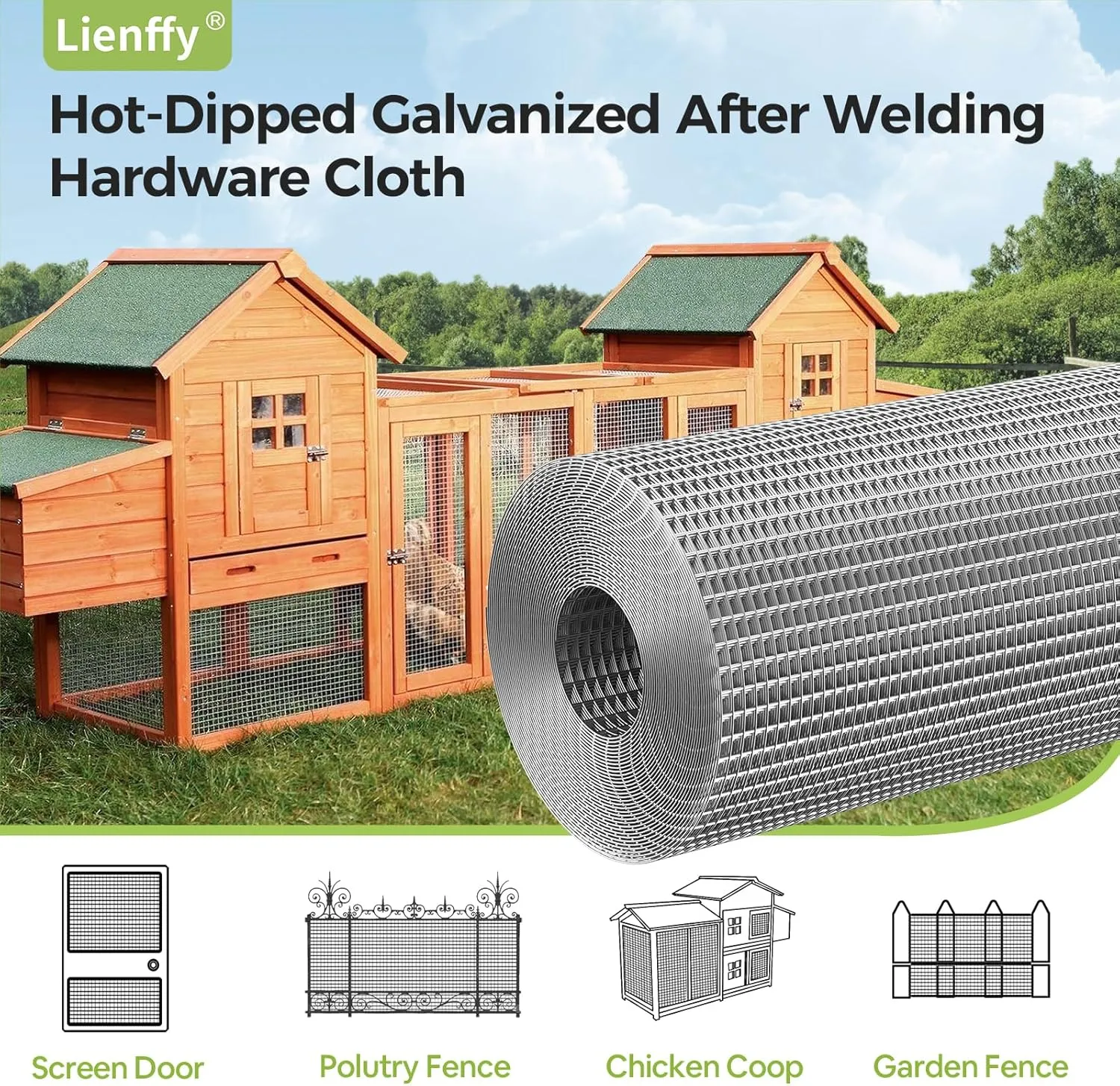 Hardware Cloth 1/4 Inch 16inx20ft-23 Gauge Chicken Wire Fencing- Hot dip Galvanized Welded Wire Mesh Roll for Crafts- Poultry Netting Quail/Rabbit Cage- Chicken Run/Coop- Garden Metal Fence