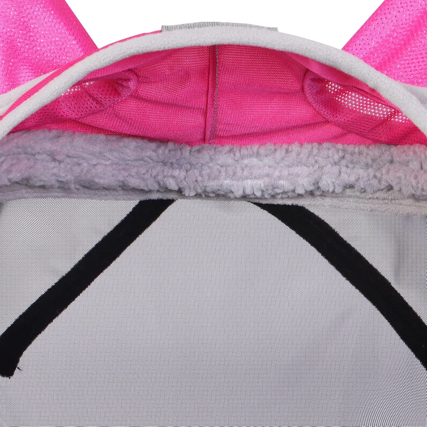 Harrison Howard CareMaster Pro Luminous Fine Mesh UV-Proof Fleece Padding Fly Mask Half Face Flamingo (S; Pony)