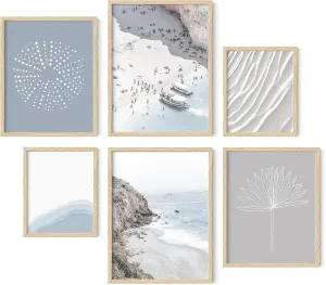 HAUS AND HUES Beach Pictures Wall Art - Nature Pictures, Coastal Wall Art, Beach Pictures Wall Art, Ocean Posters, Nature Scene Pictures, Beachy Pictures (with Beige Frame)