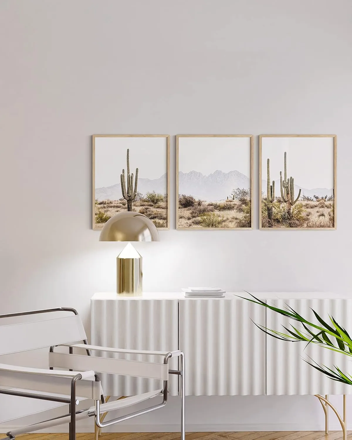 HAUS AND HUES Framed Western Wall Art - Set of 3 Desert Wall Art, Cactus Wall Decor, Framed Landscape Wall Art, Southwest Framed Art, Joshua Tree Wall Art, Framed Cactus Print (12x16, Beige Framed)