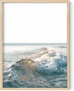 HAUS AND HUES Ocean Wall Art and Wave Poster - Wave Posters and Beach Art Ocean Posters, Hawaii Surfer Room Decor, Waves Print (Beige Frame, 12x16)
