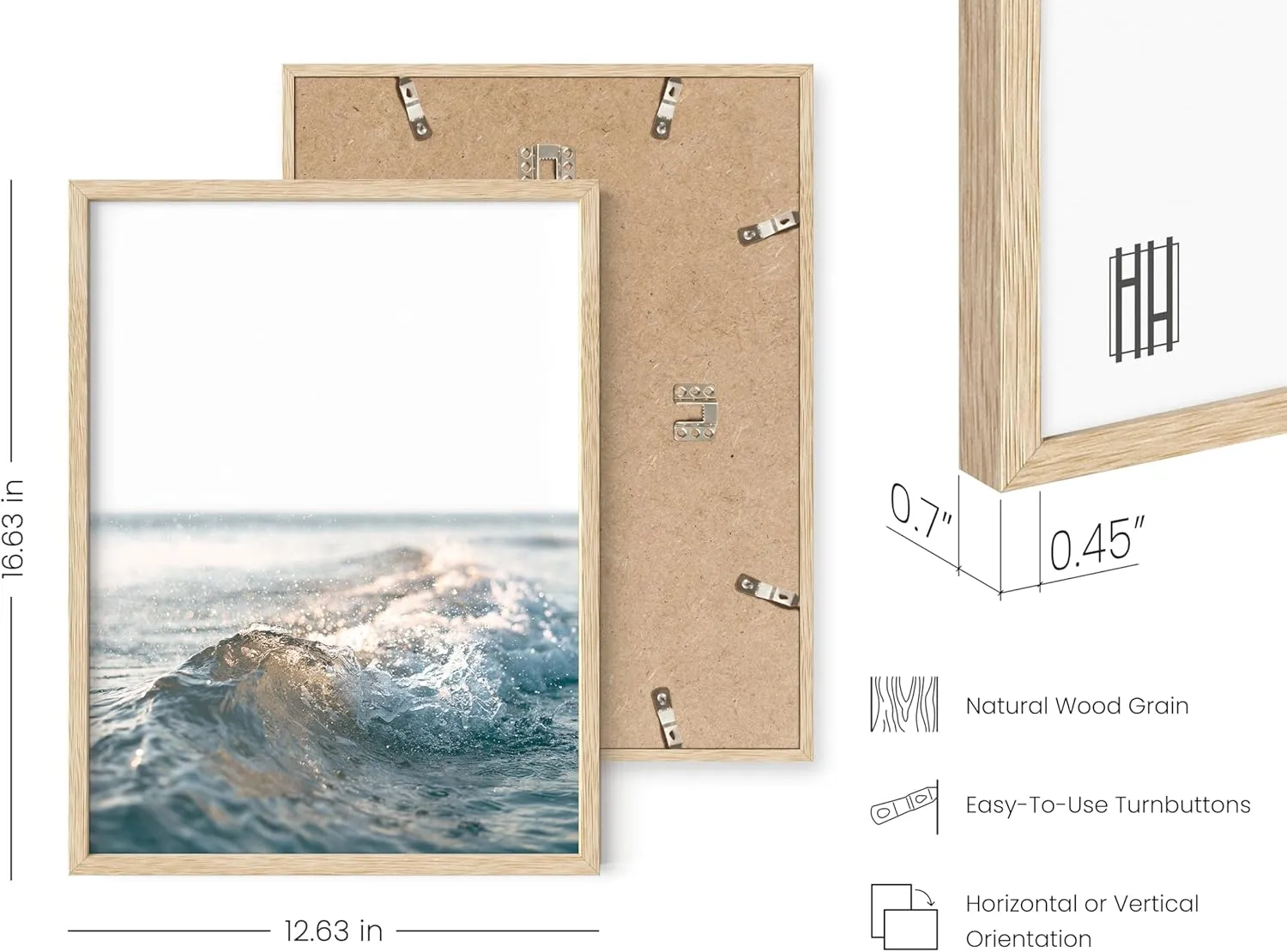 HAUS AND HUES Ocean Wall Art and Wave Poster - Wave Posters and Beach Art Ocean Posters, Hawaii Surfer Room Decor, Waves Print (Beige Frame, 12x16)