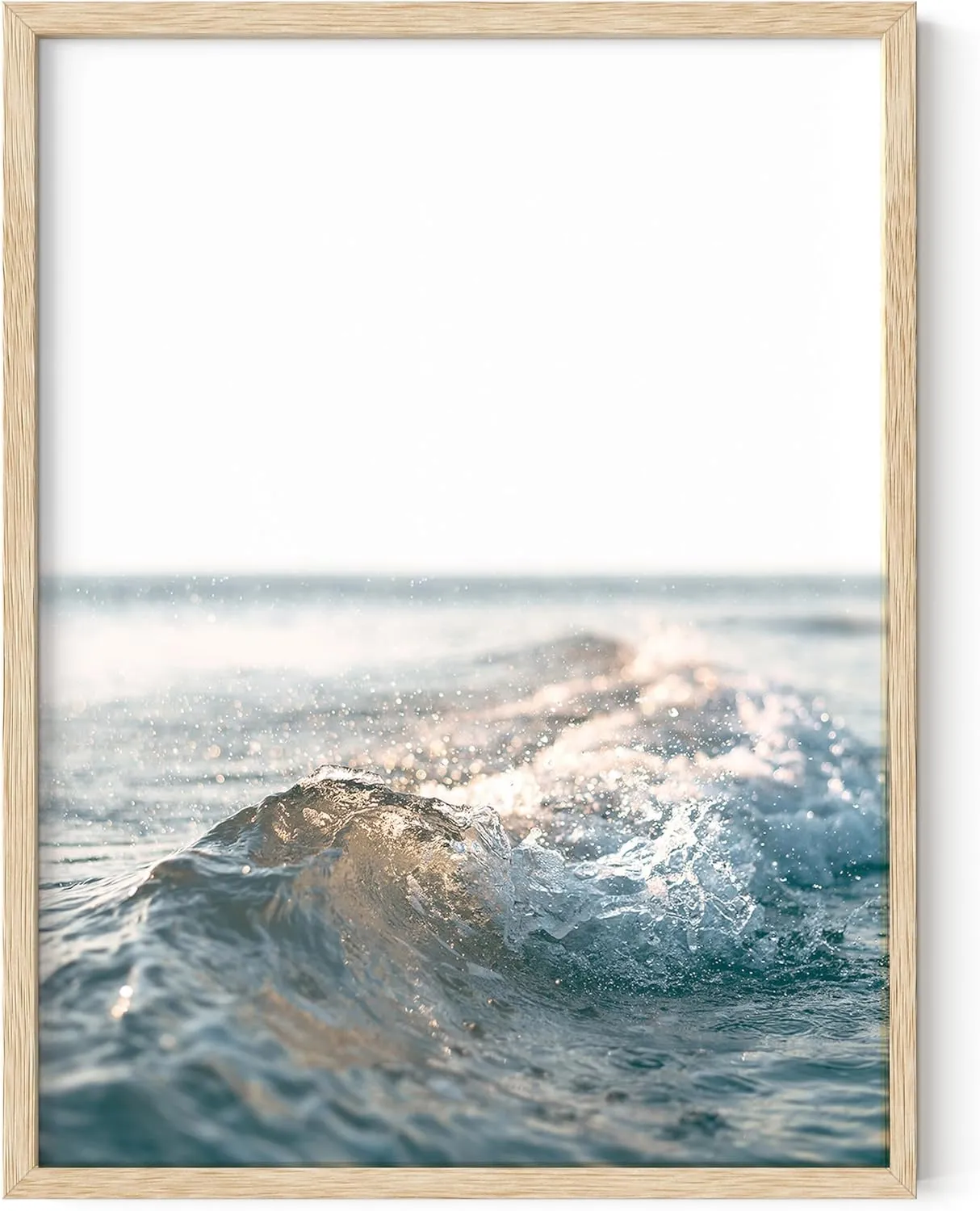 HAUS AND HUES Ocean Wall Art and Wave Poster - Wave Posters and Beach Art Ocean Posters, Hawaii Surfer Room Decor, Waves Print (Beige Frame, 12x16)