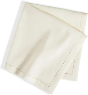 Haven Hemstitch Ivory Napkin Set of 4, 22" x 22", Ivory Solid Pattern