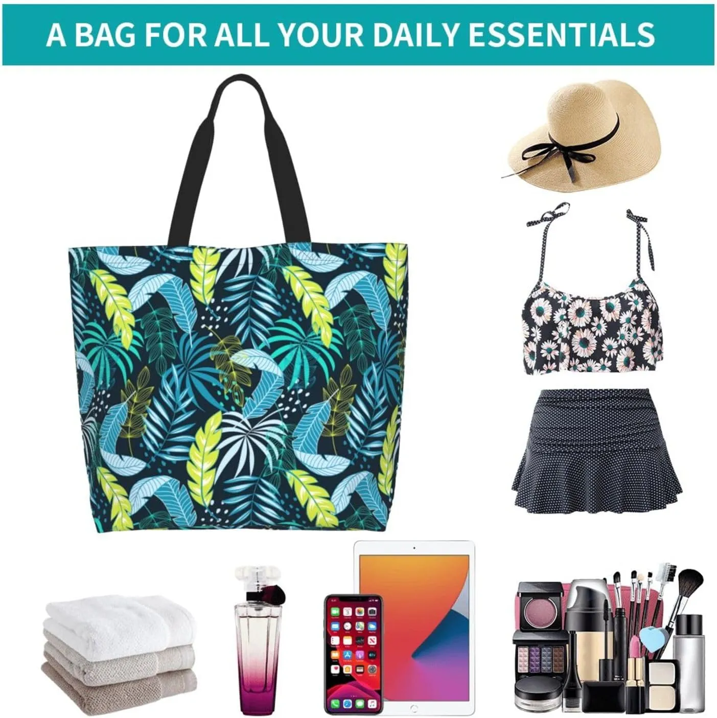 Hawaii Hawaiian Flower Tote Bag Reusable Shopping Bag Grocery Bags Fashion Shoulder Bag for Women Men
