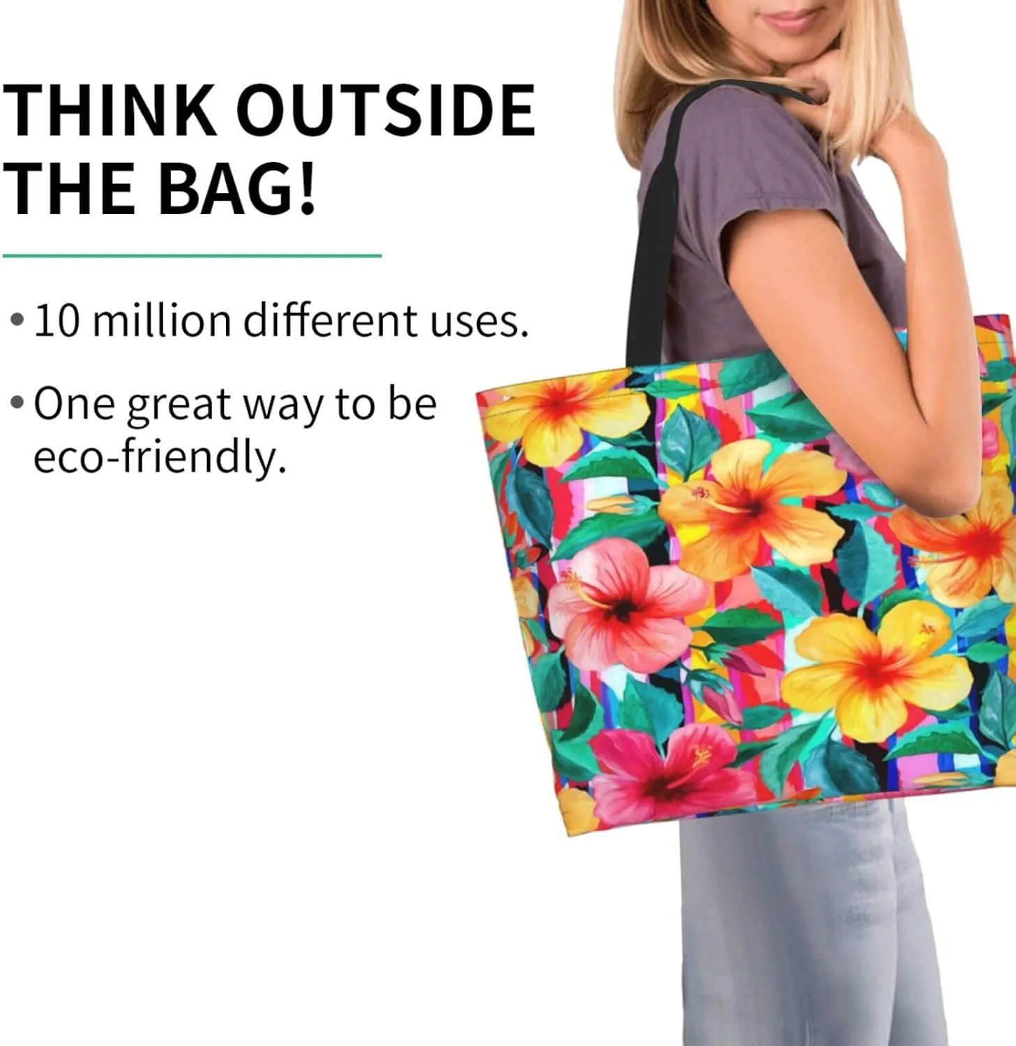 Hawaii Hawaiian Flower Tote Bag Reusable Shopping Bag Grocery Bags Fashion Shoulder Bag for Women Men