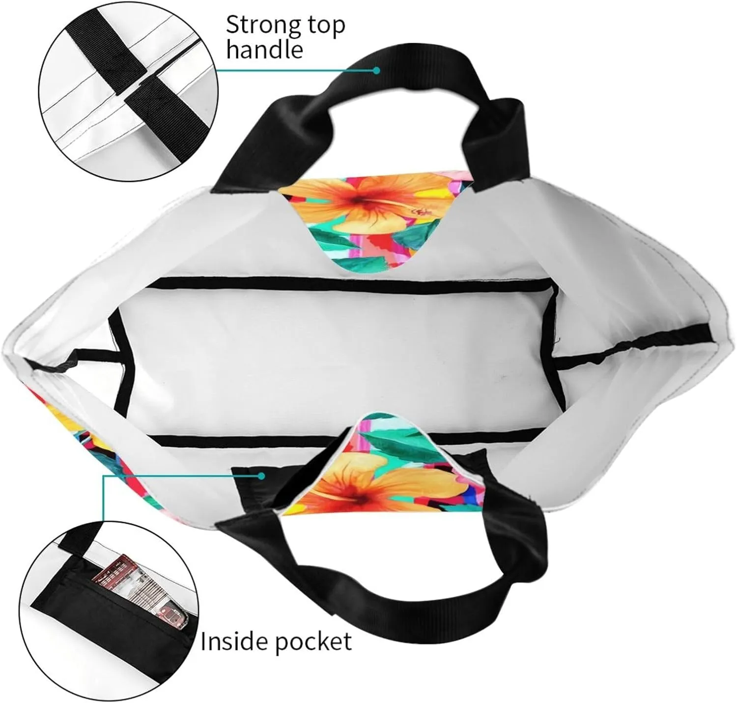 Hawaii Hawaiian Flower Tote Bag Reusable Shopping Bag Grocery Bags Fashion Shoulder Bag for Women Men